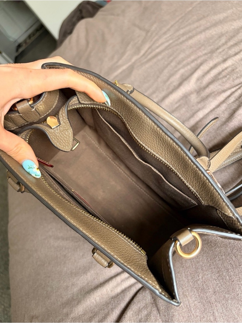 Coach Brown Pebbled Leather Satchel with Gold Hardware - Picture 5 of 8
